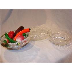Crystal bowl, glass fruit, relish divided dish