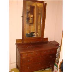 Tiger oak dresser with key