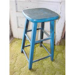 Blue painted stool