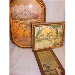 3 old framed prints