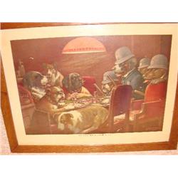 "Pinched With Four Aces" poker playing dogs