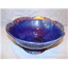 Image 1 : Coblat blue bowl, raised flower trim, gold rim