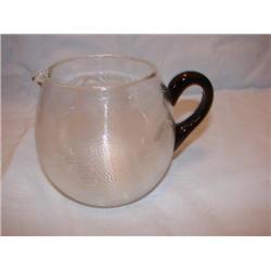 Threaded art glass pitcher, polished pontil