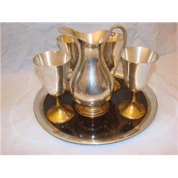 Engraved Texaco pitcher & goblets
