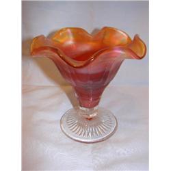 Signed Northwood marigold Carnival glass vase
