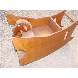 Handcrafted wooden children rocking horse