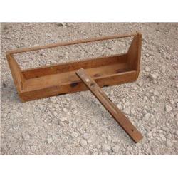 Old wood tool box, & old Stanley wood level