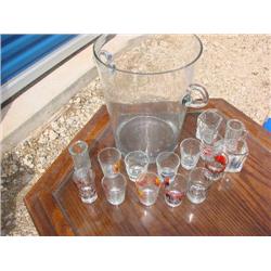 Cyrstal ice bucket with apprx. 15 shot glasses