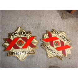 2 metal Dos Equis Signs