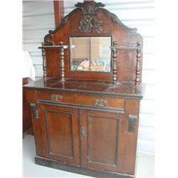 Carved sideboard w/beveled mirror ca:1860-70