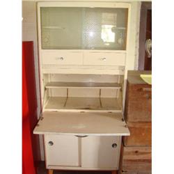 Vintage kitchen cupboard, polka dot glass front