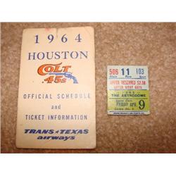1964  Colt official schedule & '65 Astro stub