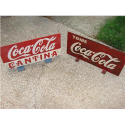 2 Coca-Cola metal stand up signs