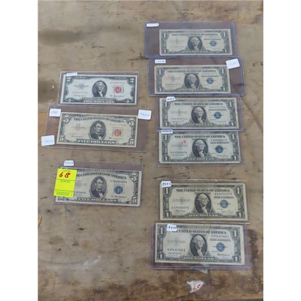 1953A  $5,  1963  $5,   1953A  $2,   1935/1957  $1  Bills - 5
