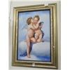 Image 1 : Framed Oil On Canvas Cherubs - Signed Candes - 30  X  40