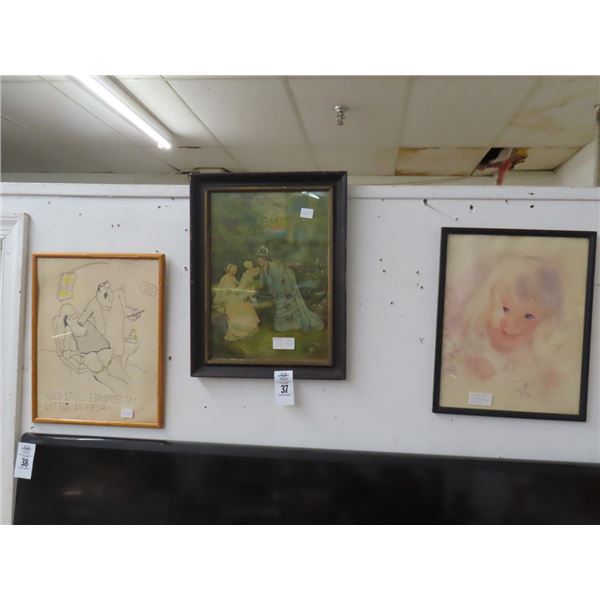 Framed Provincial Woman/Girl/Dentist Wall Art - 3