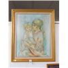 Image 1 : Framed Wall Art Mother w/Child Signed Hibel - 24  X  36