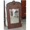 Image 1 : Antique Mahogany Bevelled Wall Mirror w/Hooks - No Shipping