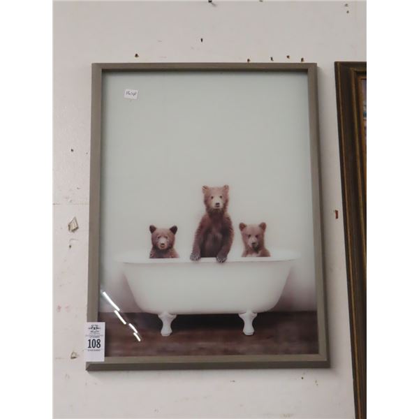 Framed Wall Art Bears In The Bathtub