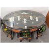Image 1 : Oriental Mop Clawfoot Oval Coffee Table w/6 Stools