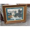 Image 1 : Framed Oil On Canvas Oriental Pagoda Scene - 20  X  24