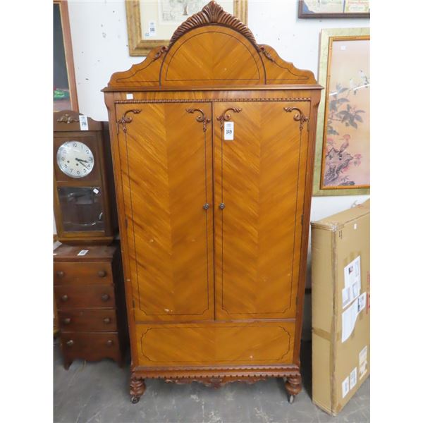 Ornate Footed Rolling Cedar Wardrobe