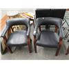 Image 1 : Navy Leather Padded Office Armchairs - Pair