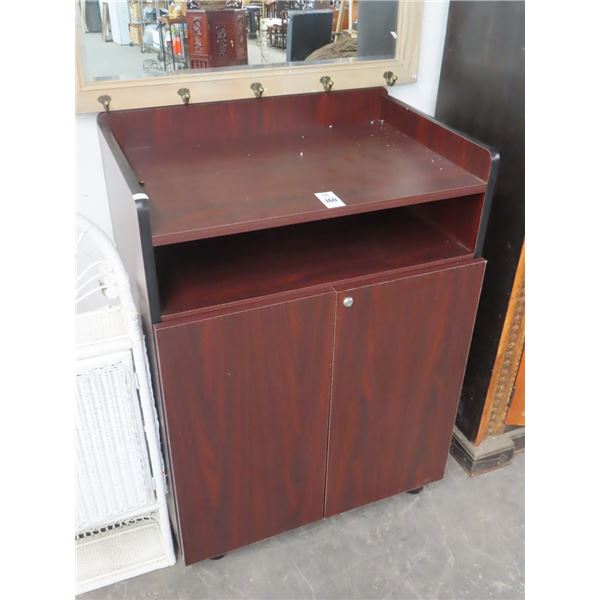 Cherry Mica Rolling Cabinet - Door is Locked