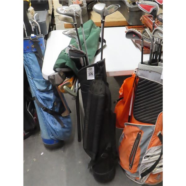 Golf Clubs w/Black and Green Bags