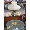 Image 1 : Vintage Brass w/Glass Floral Shade Lamp