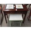 Image 1 : Mahogany Small Writing Desk w/Drawers and Tile Top End Table