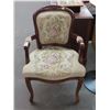 Image 1 : Mahogany Trim Needlepoint Provincial Figural Padded Armchair