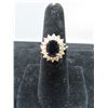 Image 2 : 14K YG Diamond and Sapphire Ring w/16 Round Cut Diamonds and One Oval