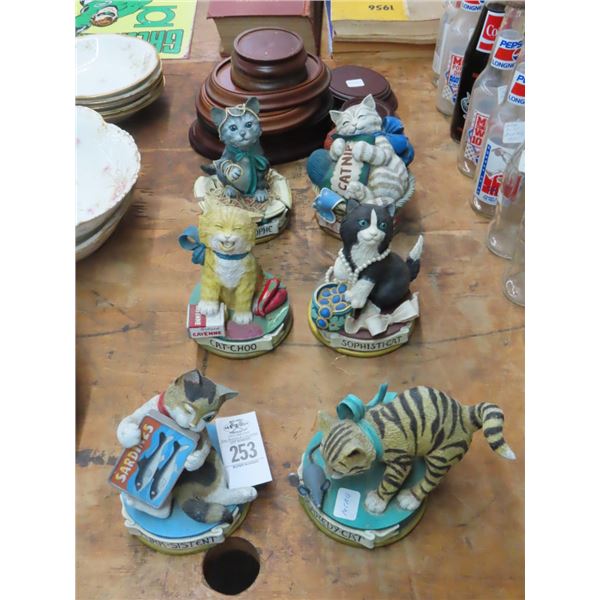 Danbury Mint Jonathan Goode Collector Cat Figurines w/Bases - Set of 6