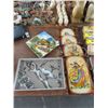 Image 1 : Oriental Leather Tapestries, Bird Motif Tray, Swiss Chalet Painted Tray