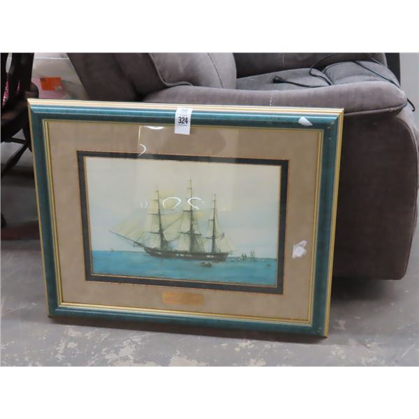 US Frigate Constitution Old Iron Sign Framed Wall Art - 24  X  30