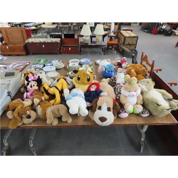 Asst. Plush Toys w/Raggedy Anne, Goofey, Minnie Mouse, Others