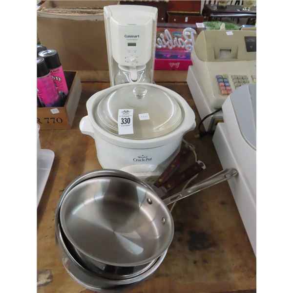 Crockpot, Coffee Maker, Sauce Pans