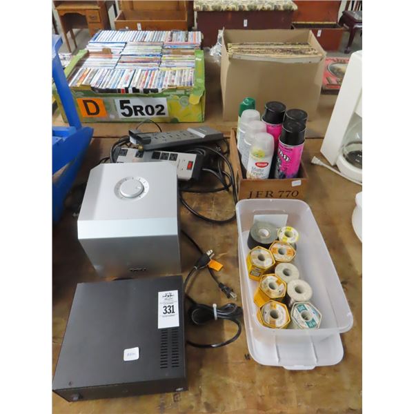 Speaker Switch, Dell Componant, Solder Spoons, Spray Paint Cans, Cord Splitters