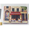 Image 1 : Unframed Oil On Canvas Café Street Scene Signed Ginna - 36  X  40