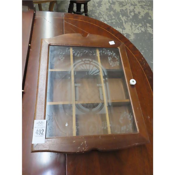 Music Etched Glass Door Wall Cabinet