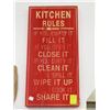 Image 1 : Kitchen Rules Wall Sign