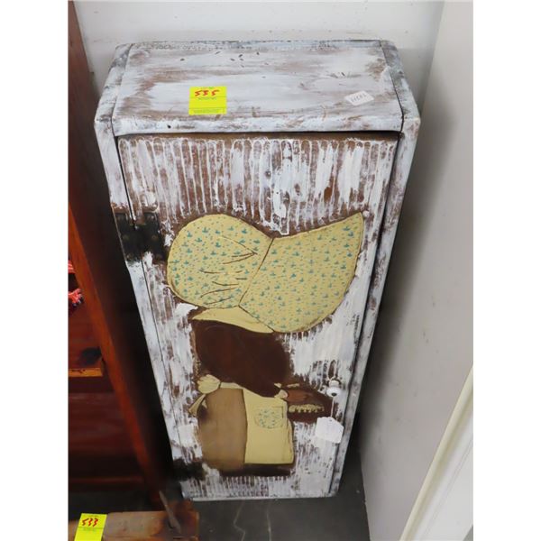 Distressed Figural Motif Country Cupboard