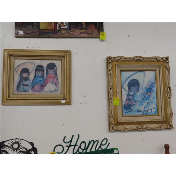 Oriental Girls Small Wall Art - Artist Signed - 2