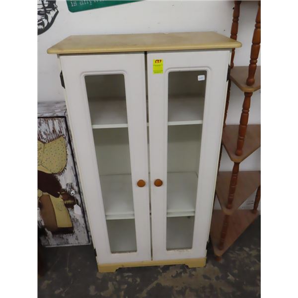 White/Light Oak Glass Cabinet