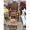 Image 1 : Antique Carved Leather Seat Armchair, Side Chair