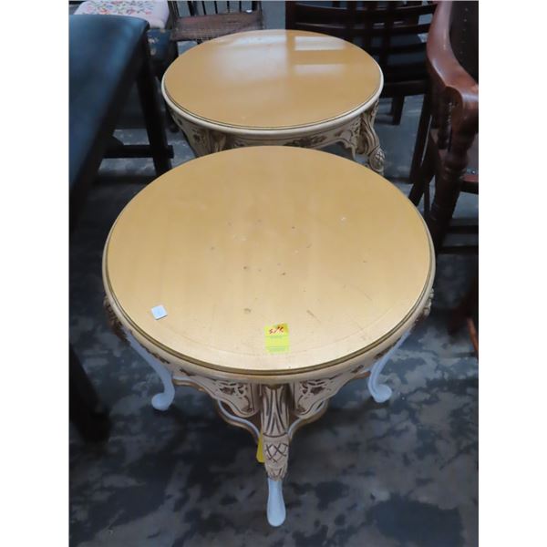 Provincial Queen Anne Round End Tables - Pair