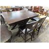Image 3 : Mocha High Bar Table w/4 Black Padded Stools and Bench
