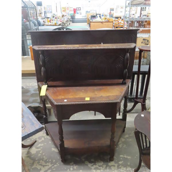 Carved Mahogany 2 Tier w/Upper