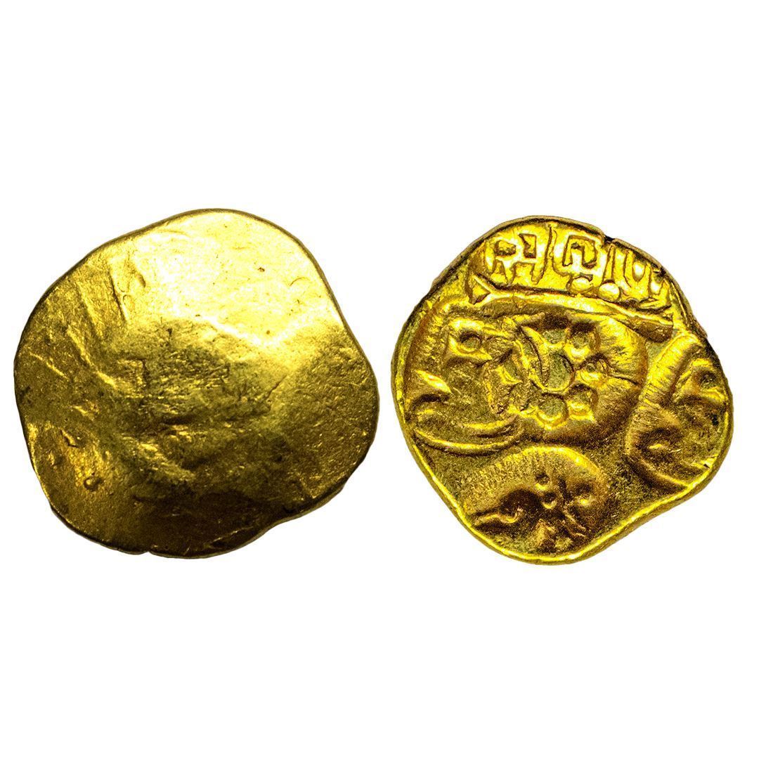 Gold Deva Raj Medieval India, Yadavas of Devagiri, gold punch-marked Gadyana or ...